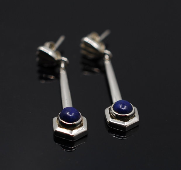 Cercei lungi din argint 925 si lapis lazuli