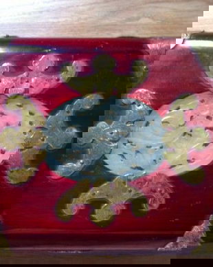 CASETA PENTRU BIJUTERII - LEMN CU APLICATII DIN ALAMA SI OS PIESA MARCATA