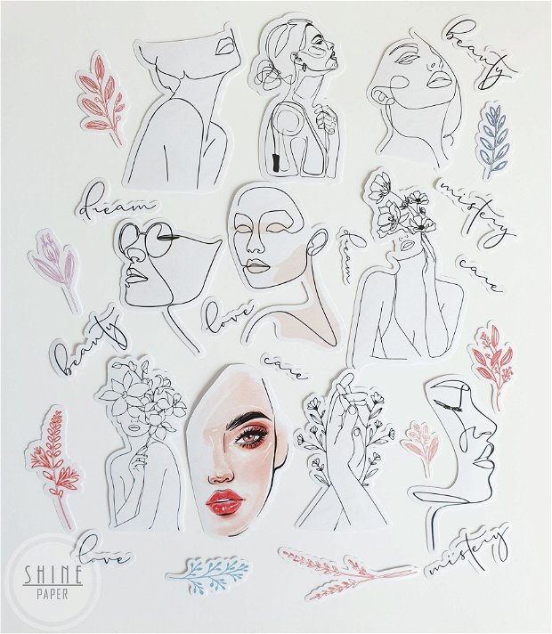 Set stickere/abtibilduri Art line woman