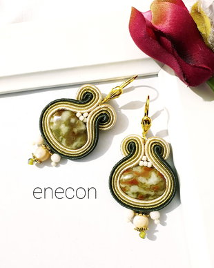 Cercei soutache oliv
