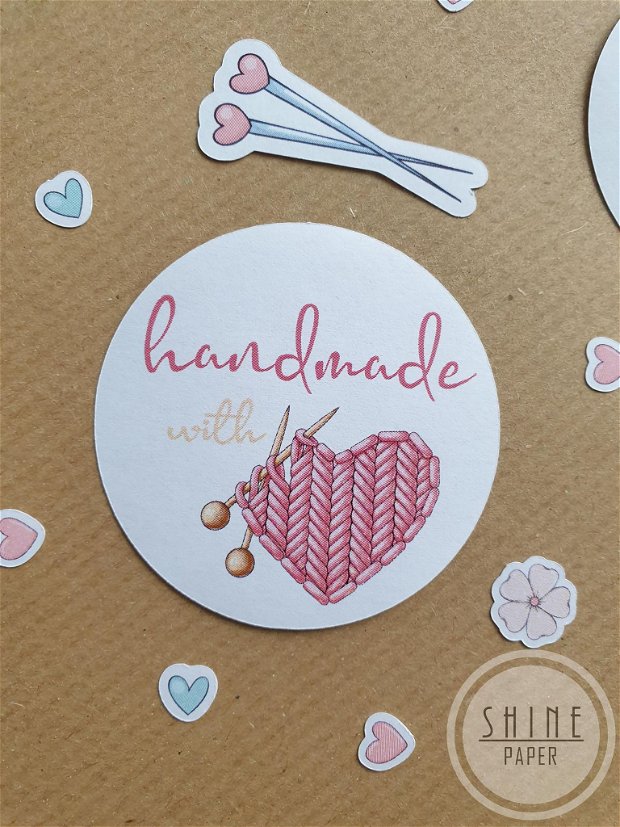 Stickere Handmade with Love pentru produse crosetate