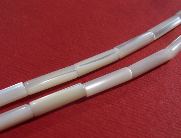 Tub din sidef natural alb aprox 13.5-14x3.8-4 mm