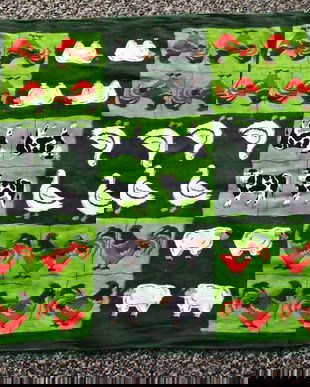 batic / esarfa de bumbac cu animalute