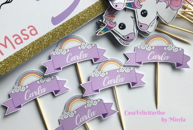 Cutii felie de tort tematica  Unicorn