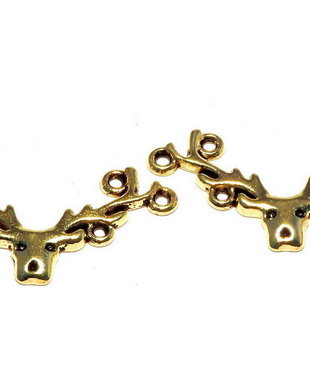 Link din aliaj metalic, auriu antichizat, 35.5x17.5 mm