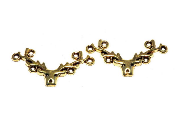 Link din aliaj metalic, auriu antichizat, 35.5x17.5 mm