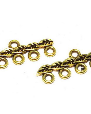 Link din aliaj metalic, auriu antichizat, 10x26 mm