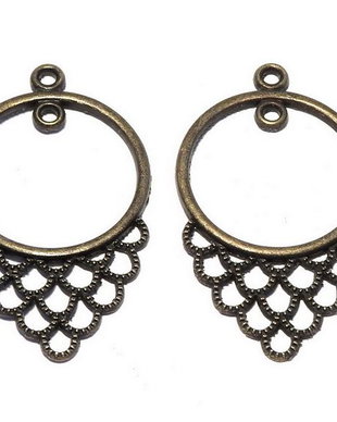 Link din aliaj metalic, bronz, 40.5x24 mm