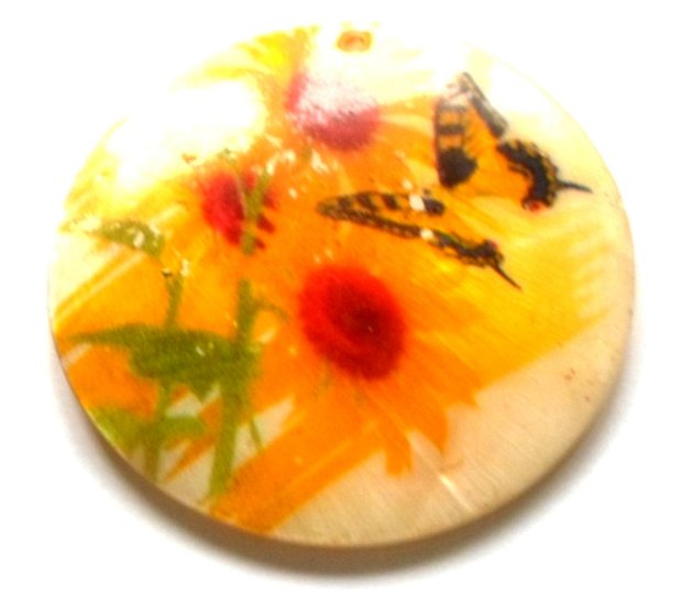 Pandantiv sidef floare soarelui cu fluture
