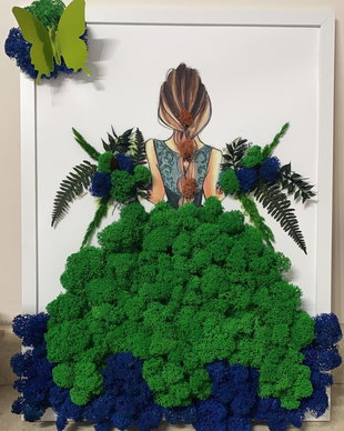 Moss lady green - Fata cu rochie licheni verzi