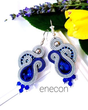 Cercei soutache gri-albastru