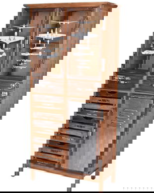 Vitrina industriala din lemn masiv cu metal