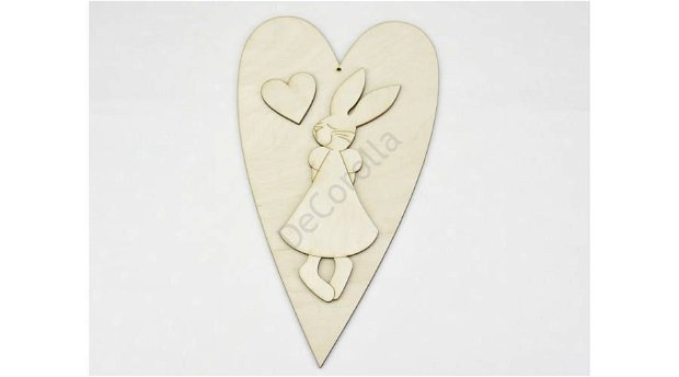 Figurine din lemn- inima cu iepuras 25 cm- 5803