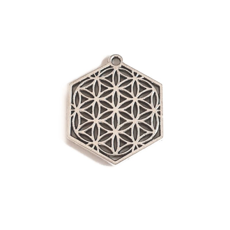 Pandantiv floarea vietii, hexagon 30x25x2mm SL.0007 | Breslo