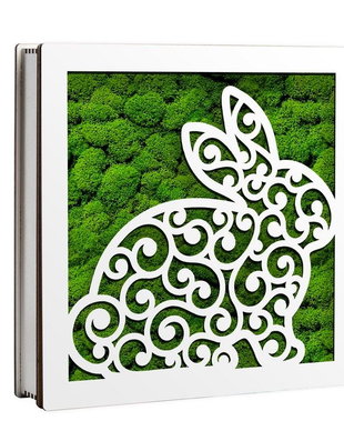 Caseta decorativa cu licheni, Iepuras, DekoLaser, CDL1086L