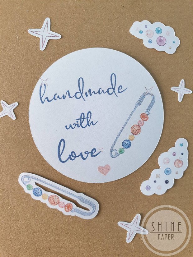 Stickere Handmade with Love pentru bijuterii handmade