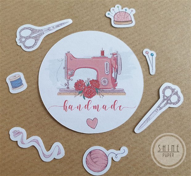Stickere Handmade with Love pentru produse cusute
