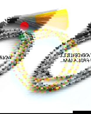 Colier-Bratara Mala*108+1*Crisopraz+Cinabru*Colier pentru meditatie si rugaciune