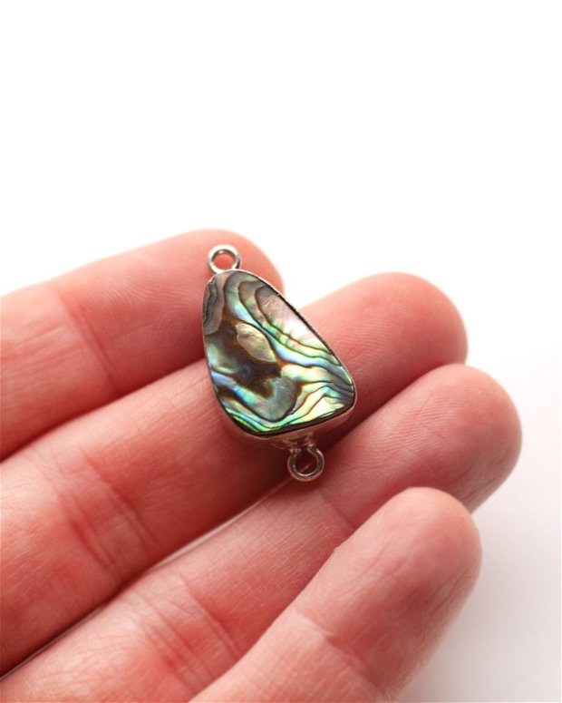 Link scoica Paua  (abalone) in rama argintata