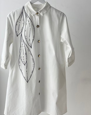 ROCHIE PICTATĂ CADOU UNICAT MONOCHROMATIC LEAVES