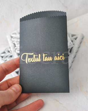Pliculet negru personalizabil cu text auriu