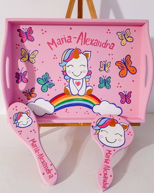 Set tava mot cu unicorn si fluturi