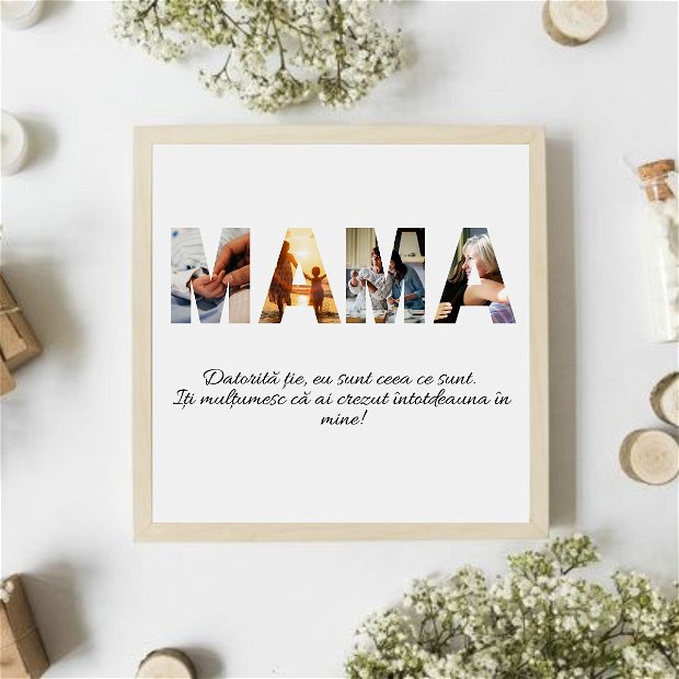 Tablou digital personalizat pentru MAMA cu fotografii si mesaj Kandor Special Gifts, personalizat cu fotografii