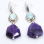 Cercei din argint, larimar si ametist fatetat, cercei lungi argint, cercei statement, cercei handmade