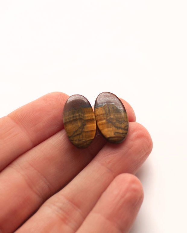 Pereche Tiger eye - cabochoane (2 buc)  - T883