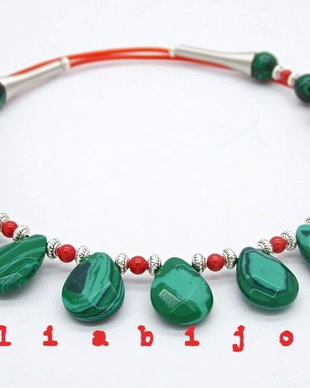 Colier coral, malachit, scoica 02