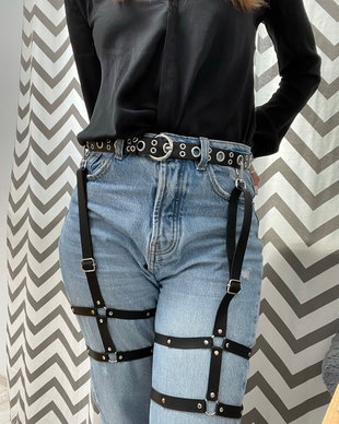 Set Harness din piele pentru picioare