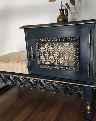 Bancheta,sofa cu masuta telefon-navy blue