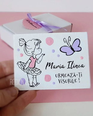Marturii personalizate botez, pictate manual, magnetice balerina