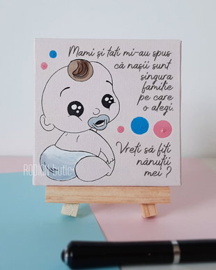 Miniplacuta pentru cerut nasii personalizata pictat manual