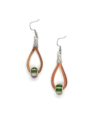 Cercei Leadher Drop Glass Rainbow