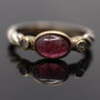 Inel argint 925, zirconii si turmalina roz, placat selectiv cu aur 14K