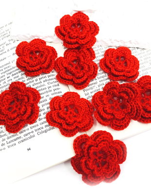 Floricele crosetate manual. Aplicatii crosetate. Floricele rosii