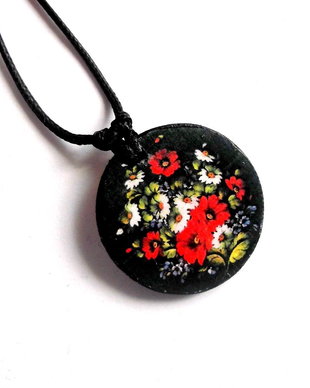 colier lemn motiv floral 38844