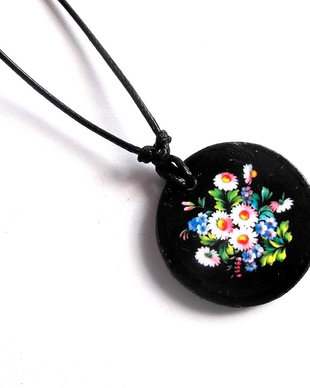 colier lemn motiv floral 38845