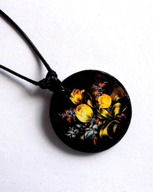 colier lemn motiv floral 38847
