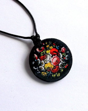 colier lemn motiv floral 38846