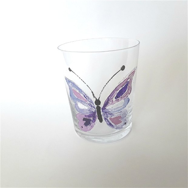 Pahar pictat cu fluture