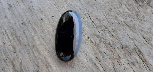 Cabochon agata neagra, 30x15 mm