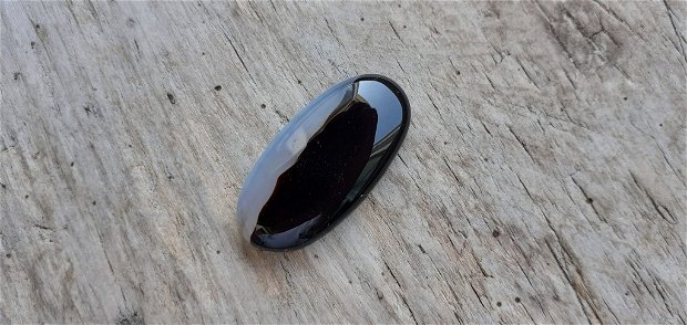 Cabochon agata neagra, 30x15 mm