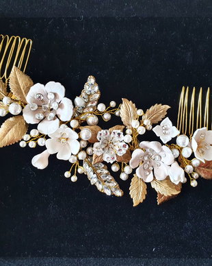 ANISIA /Accesoriu de păr auriu cu perle swarovsky