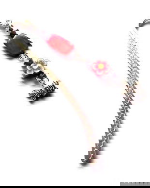 semn de carte cu sidef rosu si floare de fimo 38684