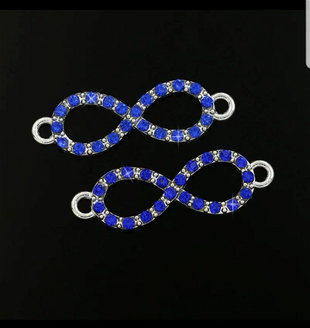 Link  infinit cu strasuri albastre, nuanță argintie