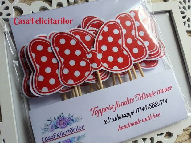 Toppere Minnie mouse rosie/Toppere briose /Toppers cupcakes