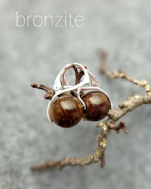 Cercei din argint 925 și piatră Bronzit natural