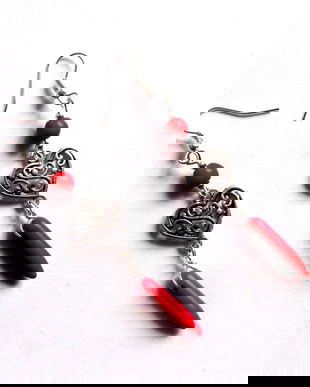 cercei cu howlite rosu 38770